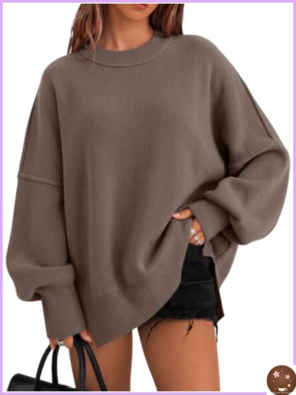 Oversized Crewneck Long Sleeve Sweater Pullover Viscose Blend Tunic